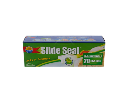 Slide Seal Sandwich Bags, 20 Pack - 20 pk- 19.6X14.9cm
