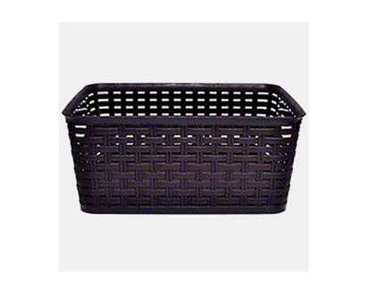 Rectangular Rattan Look Plastic Basket - 29.5X22.5X13CM