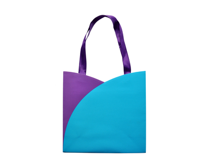 Sac cadeau bicolore avec bord incurvé - 20cmx20cmx8cm