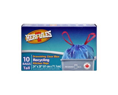 Clear Blue Recycling Kitchen Bags, 10pc - 24''x28''