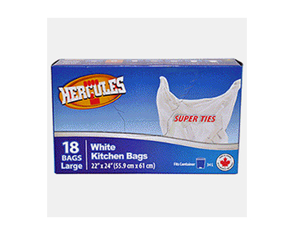 White Kitchen Bags - Large, 18 Pack - 22"x24"