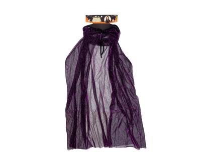 Hall-Metallic hooded Cape w/spider web - Adult