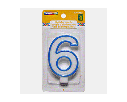 Large Birthday Candle #6 - 5.1cmx7.6cm