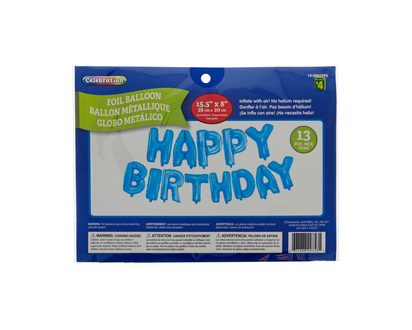 Metallic Happy Birthday Balloons, 13pc - 14" Letter