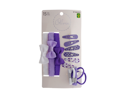 Hair Clips And Elastics, 15pc