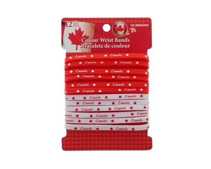 Canada Colour Rubber Wrist Band - 12pk