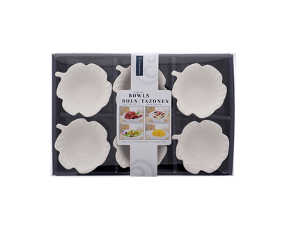 Bols blanc p/trempette, Ens de 6 - 26.5cmx17.5cmx3.8cm
