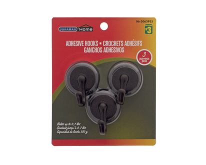 Small Aluminum Adhesive Hook, 3 Pack - 3 pk