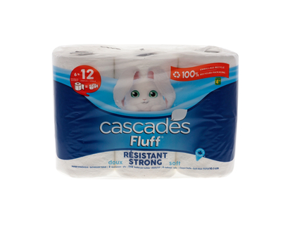 Fluff Bathroom Tissue Rolls, 6 Pack - 6 Rollsx242 Sheets,2 Ply
