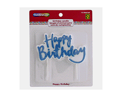 Happy Birthday Glittered Candle - Asst - 10.3cmx5.9cm