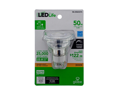 MR16 50W LED 3000K Light bulb - 50W/GU10/3000K