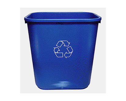 Tall Plastic Recycling Bin - 26.5L, 15"X10.5"X15"
