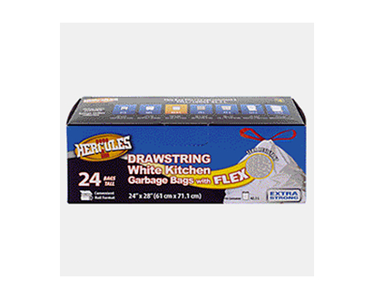 Tall White Kitchen Garbage Bags, 20 Pack - 24"x28"