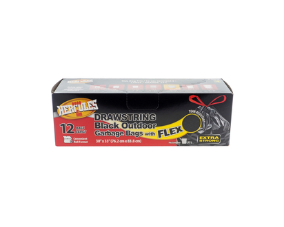 Black Outdoor Garbage Bags, 12 Pack - 30"x33"