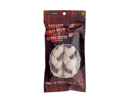 6" Braid Rawhide & Beef Dog Chew, 2 Pack - 2 pcs / 6"