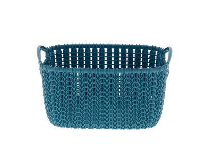 Small Knit Look Basket w/2 Handles - 8.5" X 6.125" X 4.1875"