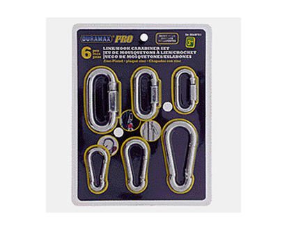 Assorted Zinc Plated Karabiners, 6pc - 6pk