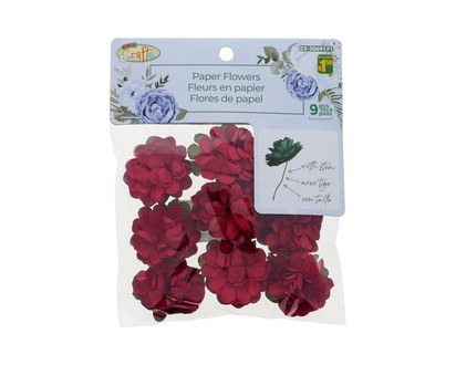 Paper Flowers With Wire Stem, 9pc - 9pk