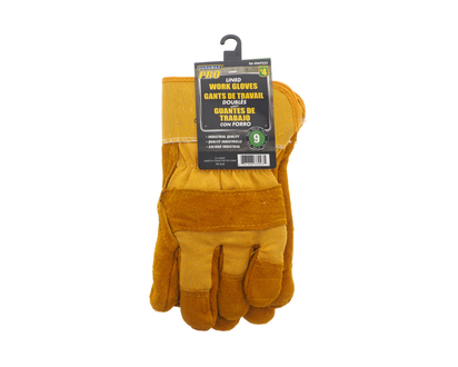 Lined Cowhide Work Gloves - L:27.5cm