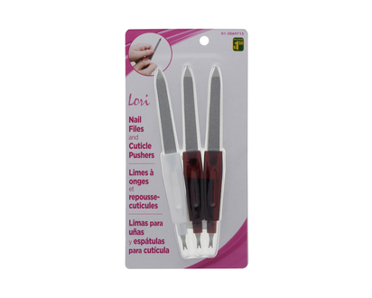 Nail File & Cuticle Pusher Tool, 3 Pack - 3pk