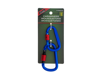 Assorted Aluminium Carabiners - 2pk