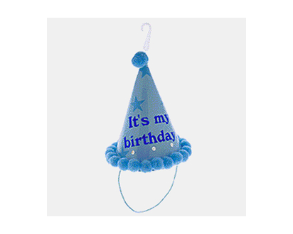 Birthday Hat With Pom Poms - English - 19cm Height