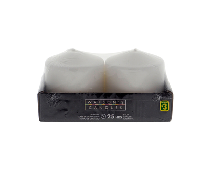 White Pillar Candles, 2 Pack - 7.2CM H