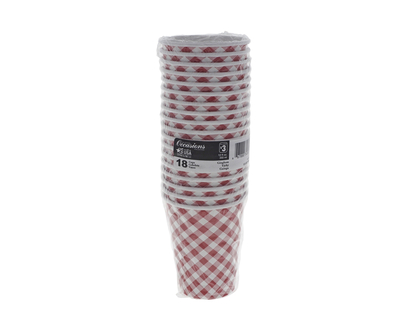 Paper Cups With Gingham Print, 18pc - 18pk/12oz