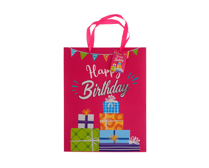 Large Hot Stamped/Glitter Birthday Bag - 264mmx136mmx327mm