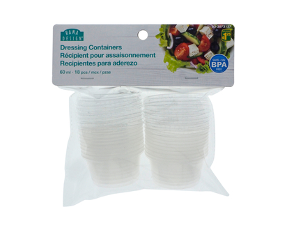 Plastic Dressing Containers w/ Lid, 18Pk - 14 ct