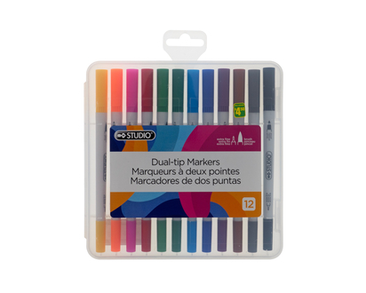 Marqueurs double pointe(Coul. asst.),x12 - 17.2 X 18 X 2CM