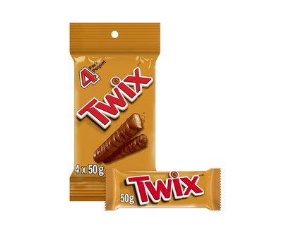 TWIX - Chocolate Bars, 4 Pack - 4 pk x 50g (200g)