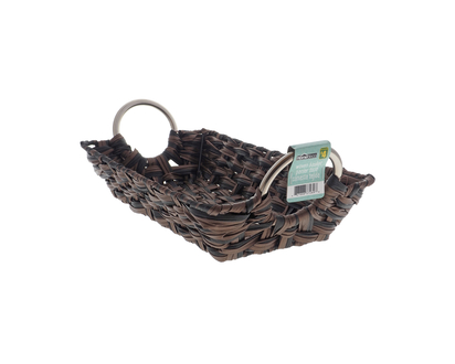 Plastic Laminated Wood Woven Basket - 36.5cmx20cmx7.5cm