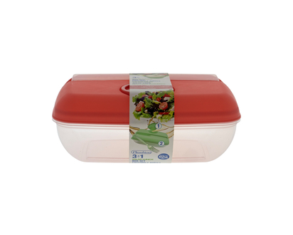 3 In 1 Plastic Salad/Lunch Box Set -  23CM X 16CM X 10CM