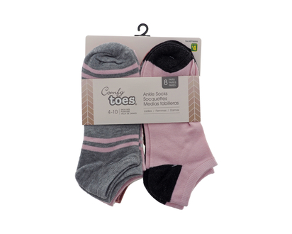 Ladies Ankle Socks, 8PC - 9-11