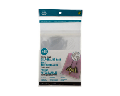 Crystal Clear Self-sealing Bags, 24pc - 5 7/16"x7 1/4"