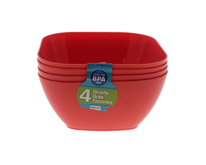 Bols en plastique assortis, 4pc - 650ML