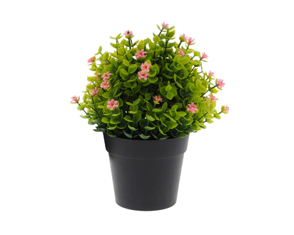 Plastic Plant With Flower - 20.5cm