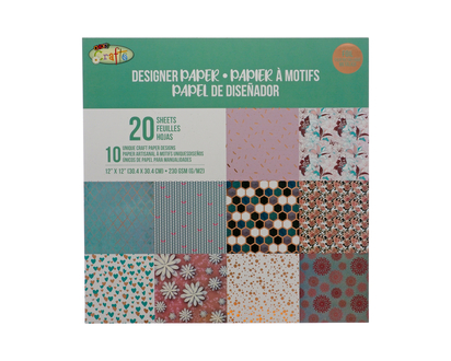 Paper Design Pad (Assorted), 24 Pack - 12"x12"/20 sheets
