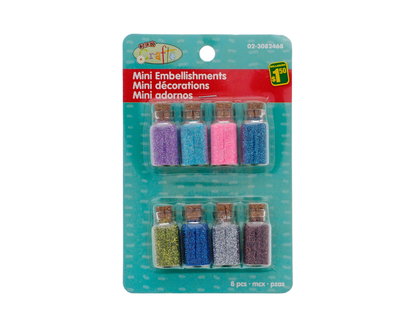 Mini Bottles With Embellishments, 8pc - 2.3cmx1.5cm