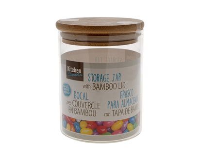 Bocal en verre avec couvercle en bambou - 520ml/17.6 oz