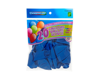 Ballons au fini perlé - Bleu 20u - Pqt 20/12po