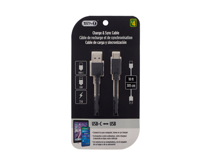 USB to Type C Charge & Sync Cable - 10'