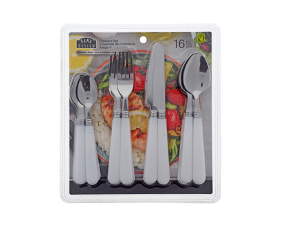 Stainless Cutlery Set w/plas.Handle,16Pk