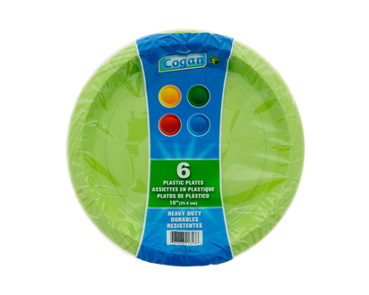 Colored Plastic Plates, 6pc - 6pk/10"