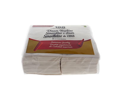 White dinner Napkins, 100 Pack - 43x48cm-2 ply