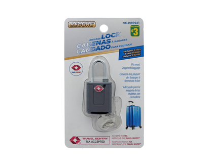 Small Luggage Lock With Key - 5.2 X 2.4 X 1.3CM