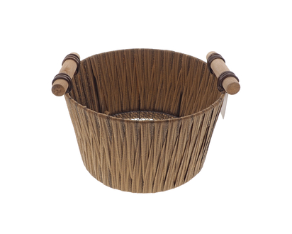 Wired Basket With Wood Handles - Assorted