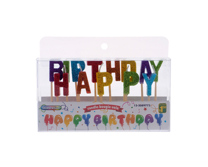 Assorted Glittered Candles, 13pc - 13ct