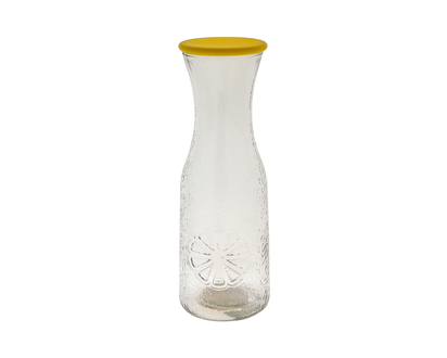 Embossed Glass Pitcher With Plastic Lid - 820 ML/ 27.7 OZ